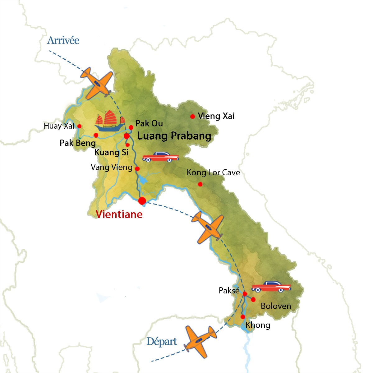 Circuit meilleurs du Laos en 10 jours : circuit id&eacute;al pour une premi&egrave;re d&eacute;couverte